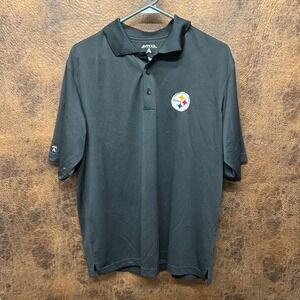 Steelers Pittsburgh Embroidered Black Golf Polo Mens Medium Casual Football
